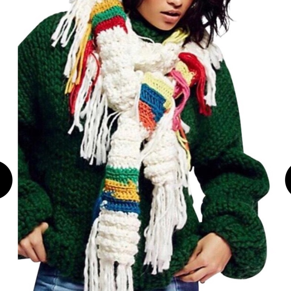 Free People Hudson Rainbow Scarf Fringe
